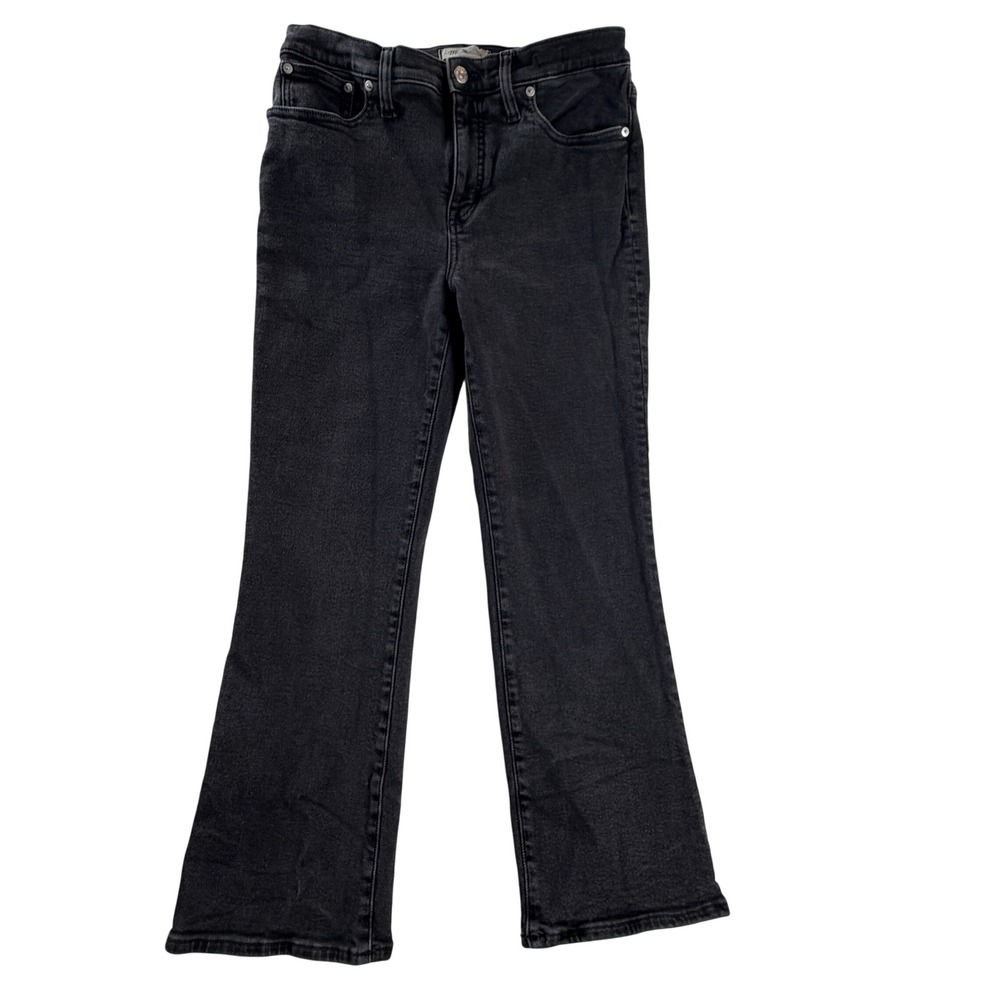 Madewell Mid Rise Kick Out Jeans Womens 29 Faded Black Cropped Flare